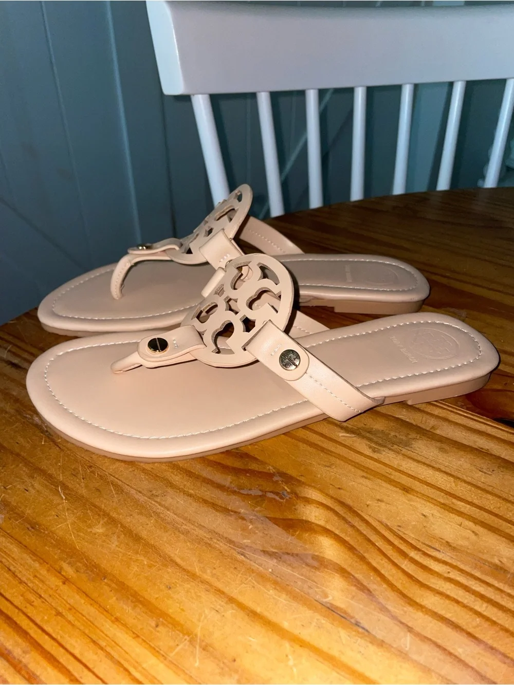 Tory Burch Women's Miller Light Sand Slip-On Logo Sandals Size 41/US 10.5 NWOB